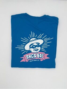 Taco Boy Graphic Tee in Blue with Pink & White Print